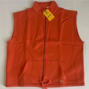 Levis Womens Small Orange Gold Tab Full Zip Vest Oversized Fit NWT